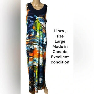 VTG Libra dress, L.  Maxi,artsy,vintage tag ,made in Canada,coastal,feminine
